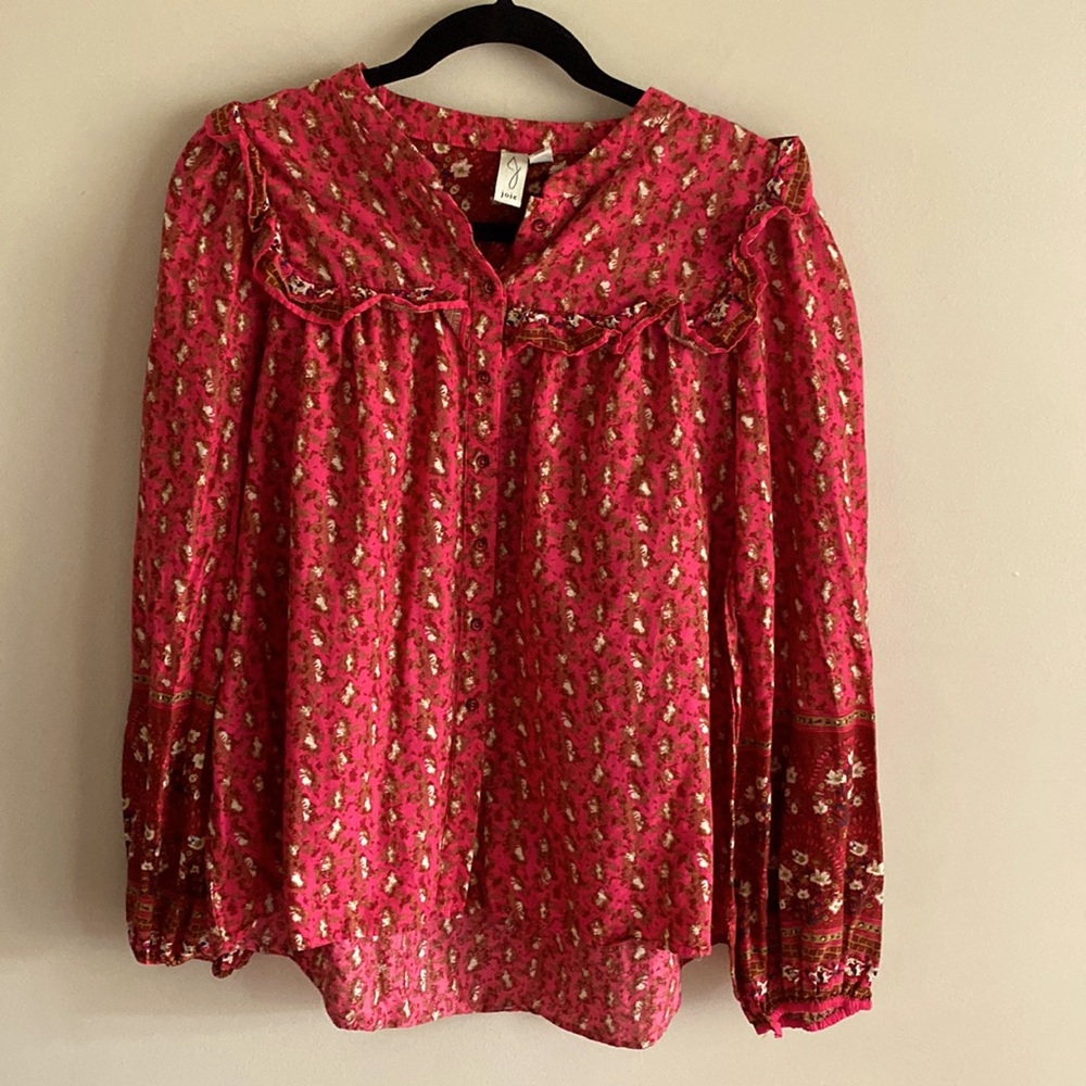 Joie • pink button down peasant top